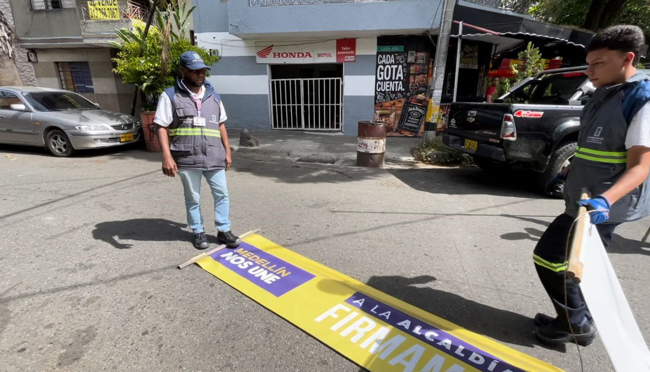 Brigada de control de propaganda electoral ha desmontado más de 150 pasacalles instalados de manera irregular en Medellín
