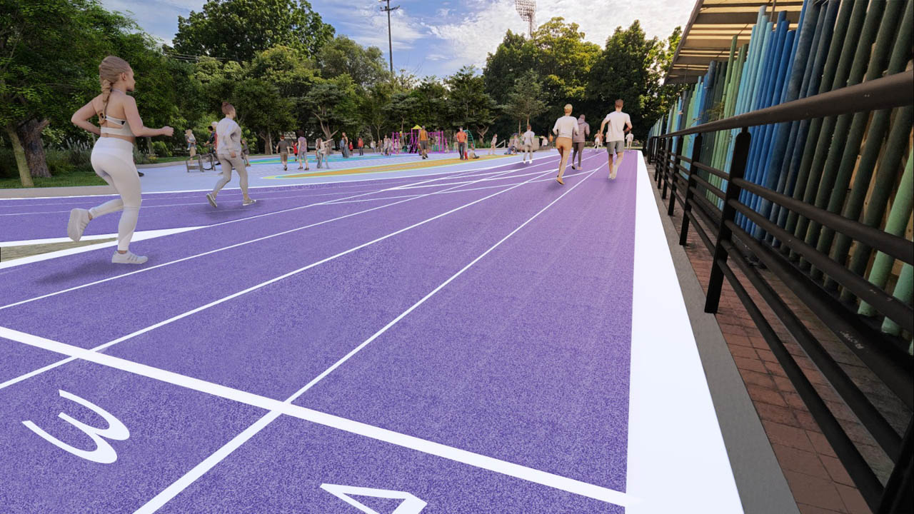 Render del renovado Estadio de Atletismo Alfonso Galvis Duque