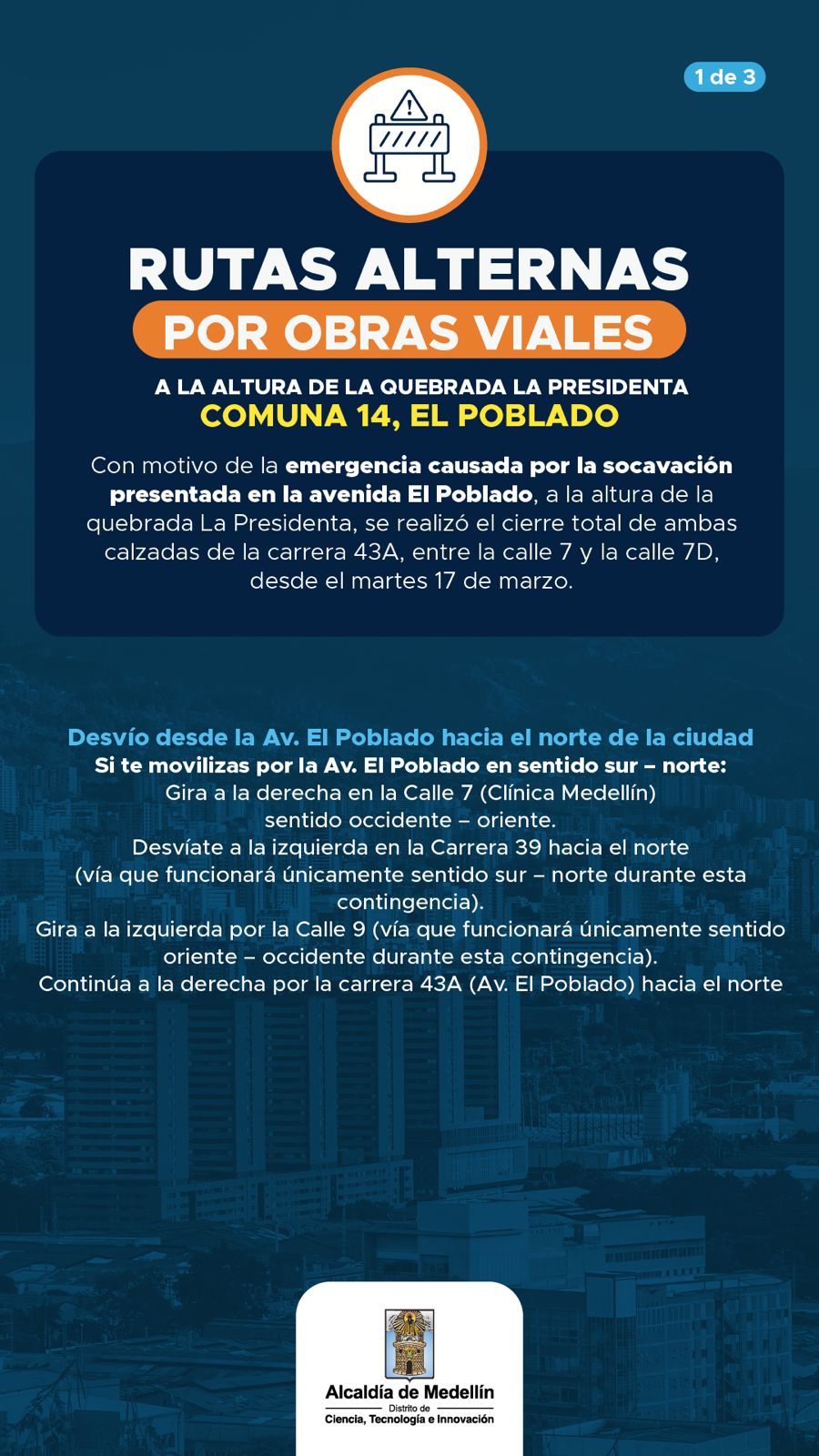 Cierre de vías en El Poblado