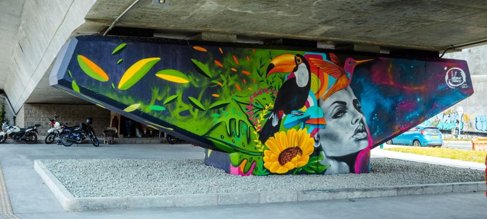 Cuatro artistas urbanos de Medellín les dieron color y vida a los bajos del puente elevado de Colombia con la 80